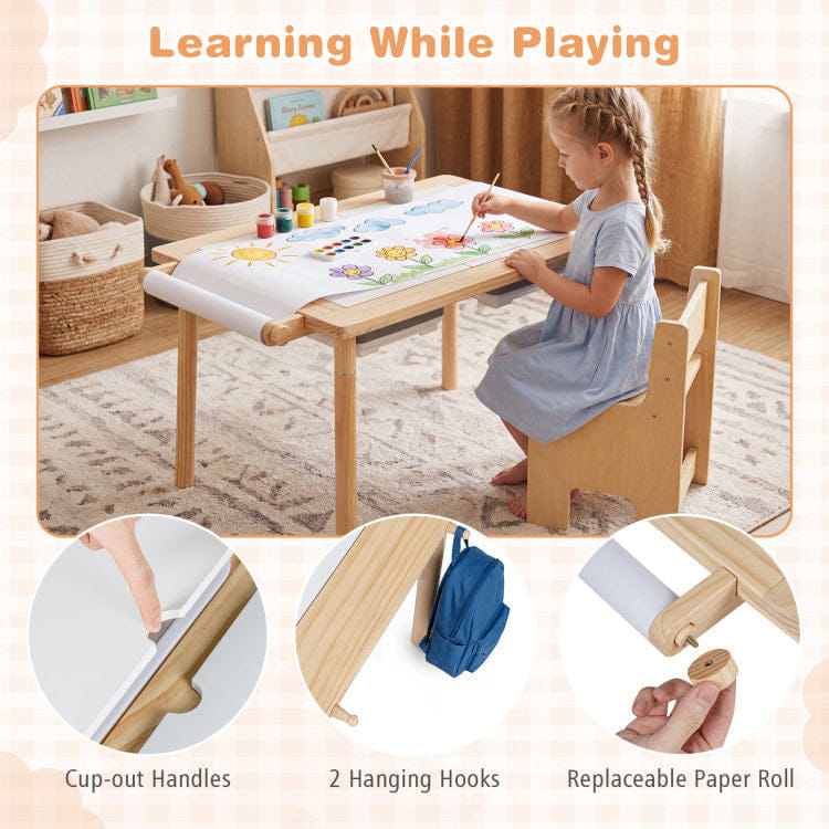 And 3 - Piece Kids Activity Table and Chair Set with Adjustable Height