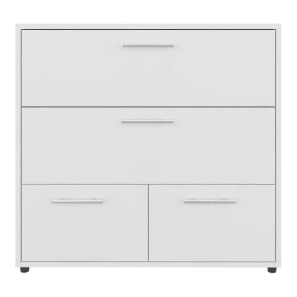 Drawer 24" White Wood Three Drawer Double Dresser