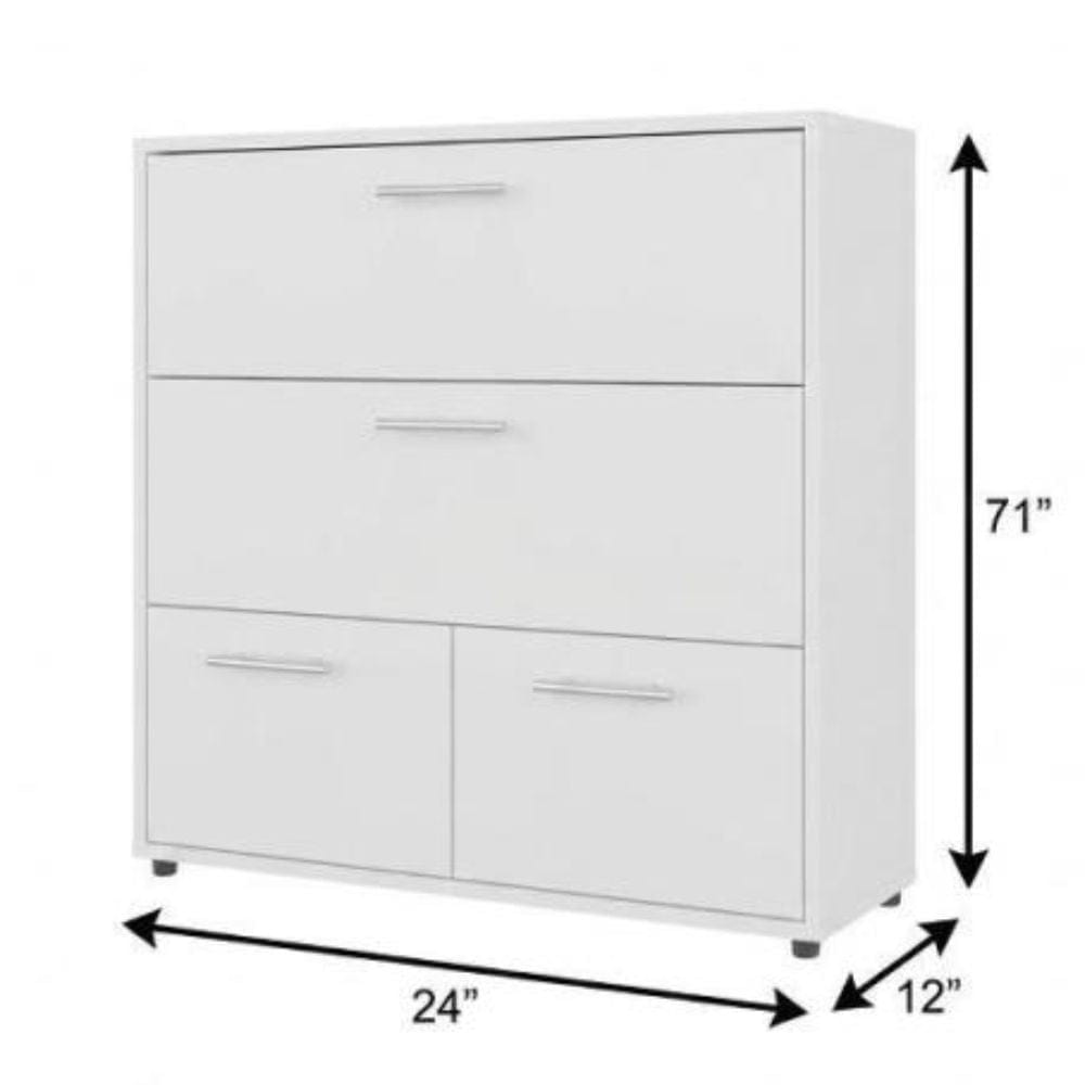 Drawer 24" White Wood Three Drawer Double Dresser