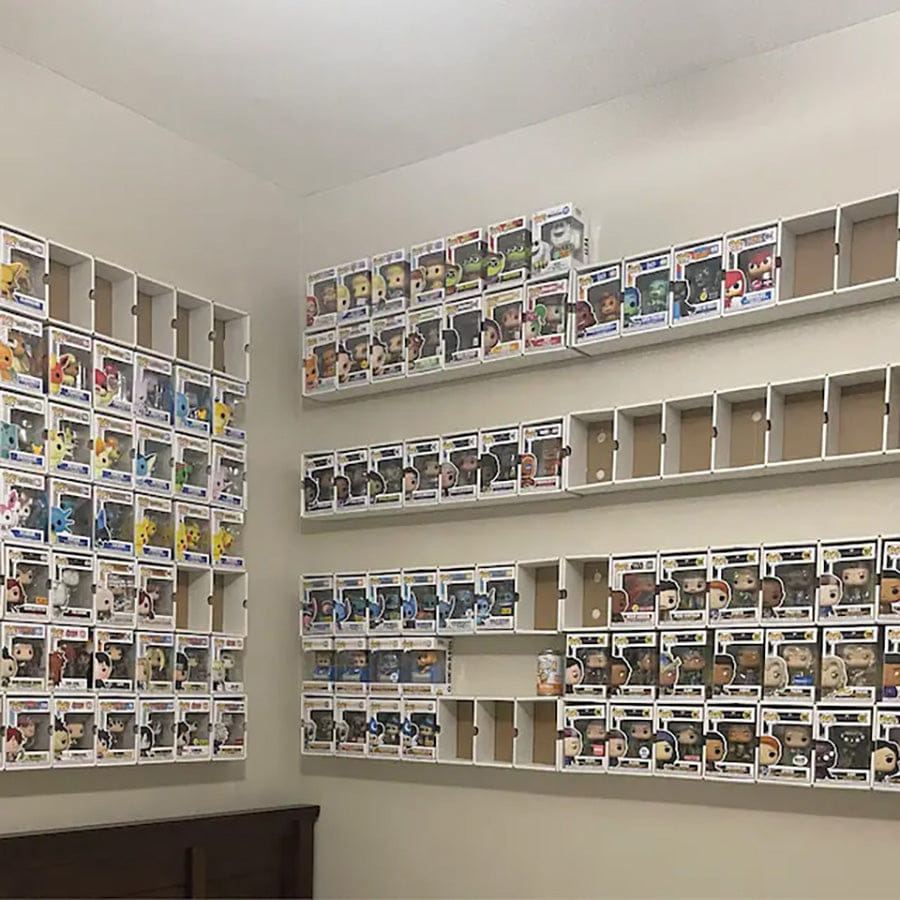 MK Kubbies KUBBIE SLIM WHITE (1x7) - In Box Display Case for Funko Pops, Wall Mountable & Stackable Pop Shelf (Cardboard)