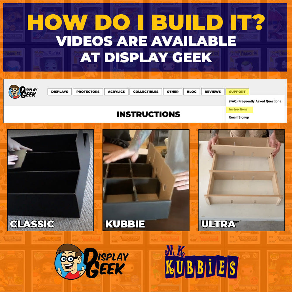MK Kubbies KUBBIE SLIM WHITE (1x7) - In Box Display Case for Funko Pops, Wall Mountable & Stackable Pop Shelf (Cardboard)