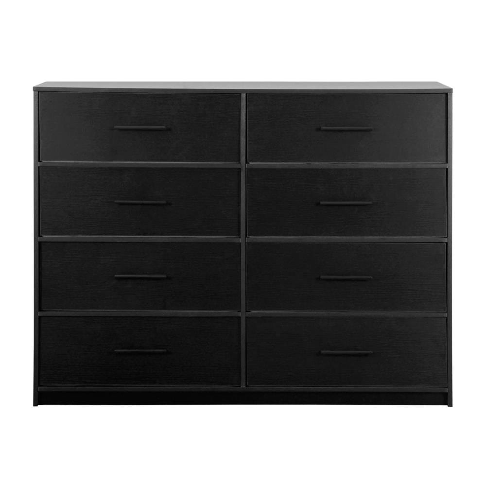 Drawer 45" Black Fabric Wood and Steel Eight Drawer Double Dresser