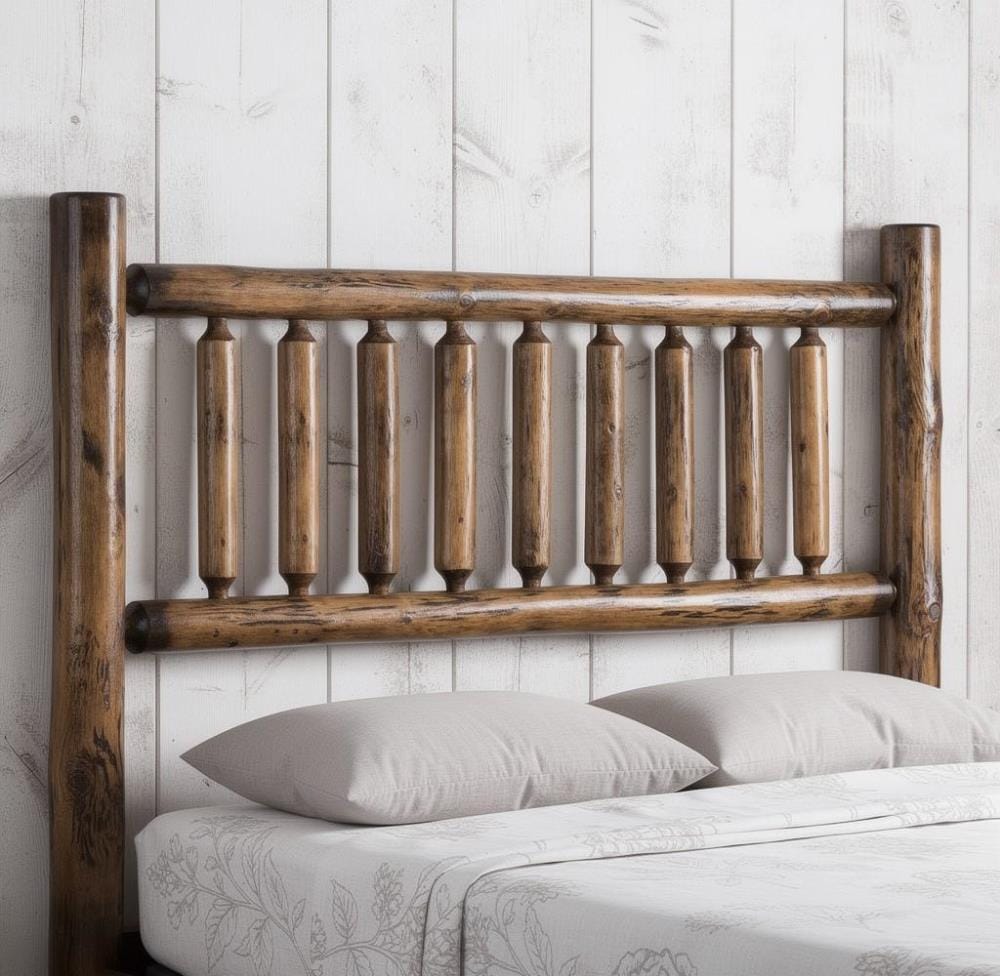 Vintage Natural Vintage Brown Finish Cedar Log King Headboard