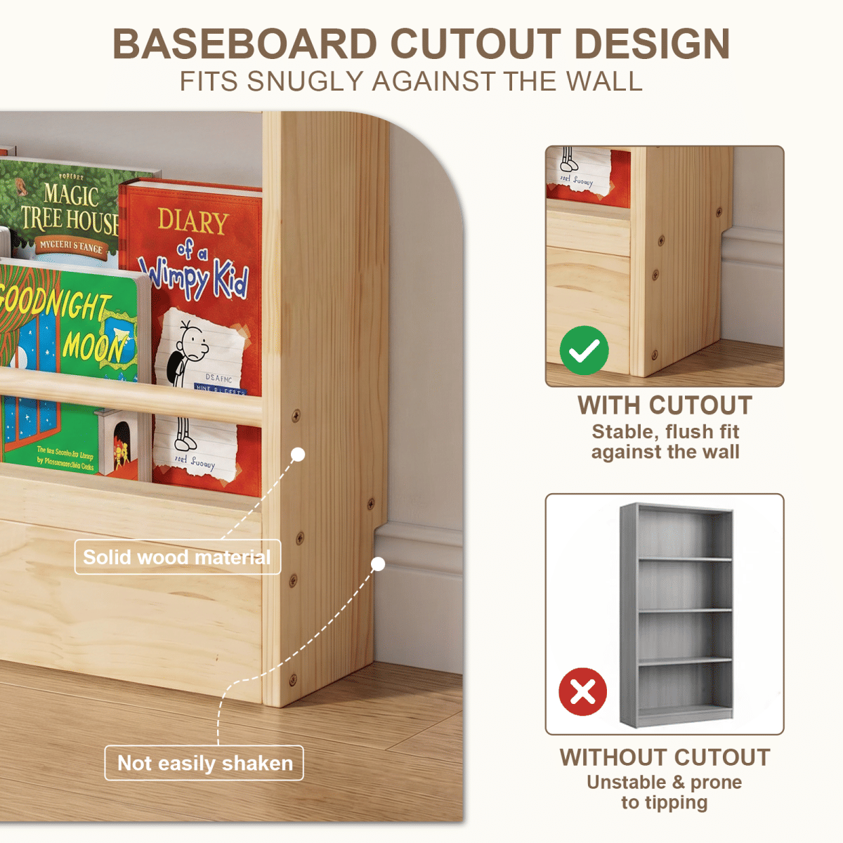!SOLID Streamdale 6 - Tier Solid Wood Over - the - Door Bookshelf - Natural