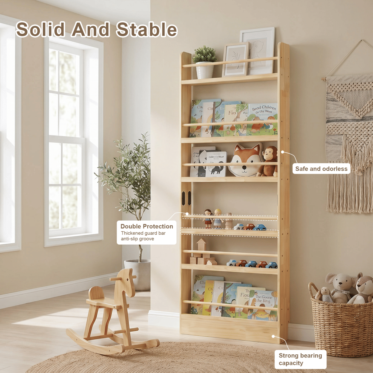 !SOLID Streamdale 6 - Tier Solid Wood Over - the - Door Bookshelf - Natural