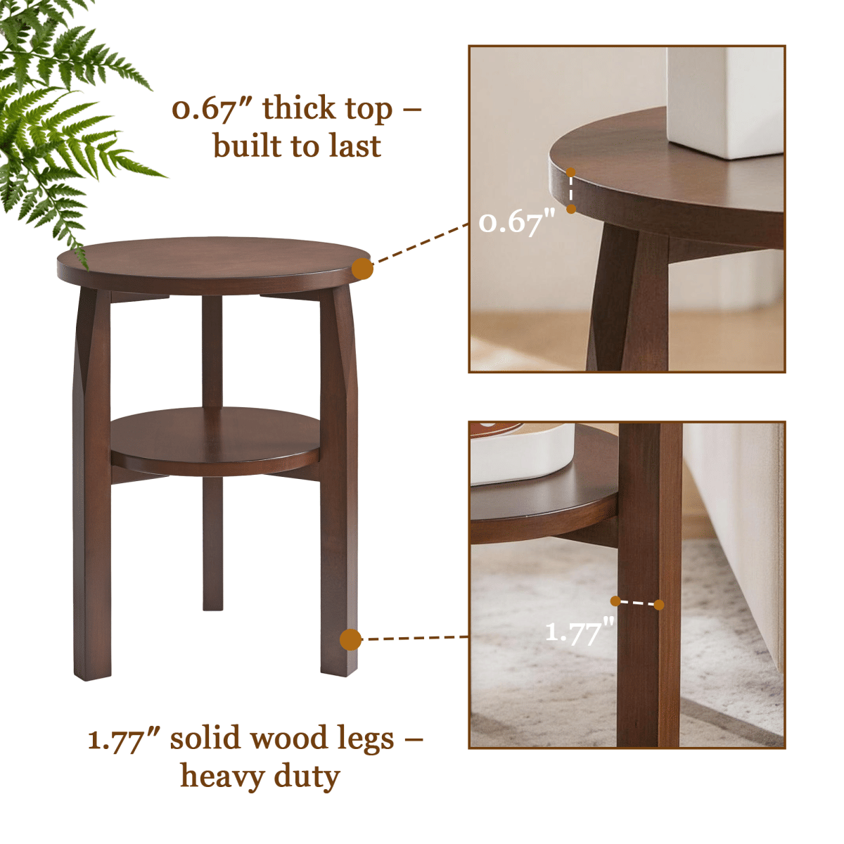 !SOLID Streamdale Solid Rubberwood 2 - Tier Round End Table