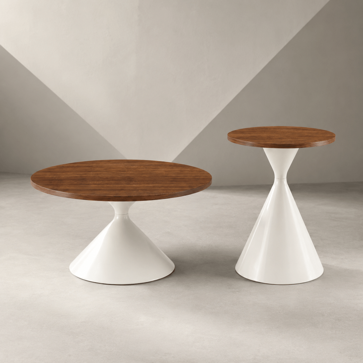 WHITE* Streamdale 2 - Piece Round Coffee Table Set, Walnut & White