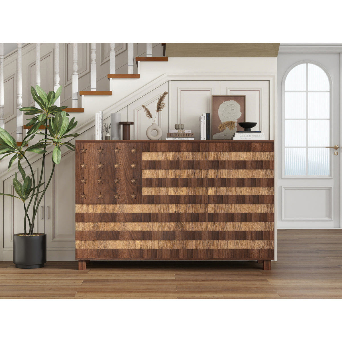DOORS Streamdale 55" Carved Buffet Sideboard with 2 Drawers, 3 Doors & Adjustable Shelves