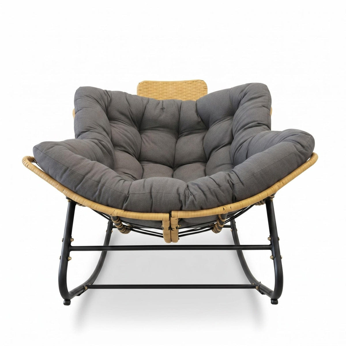 OUTDOOR Streamdale Oversized Outdoor Wicker Papasan Rocking Chair with Cushion - Dark Grey