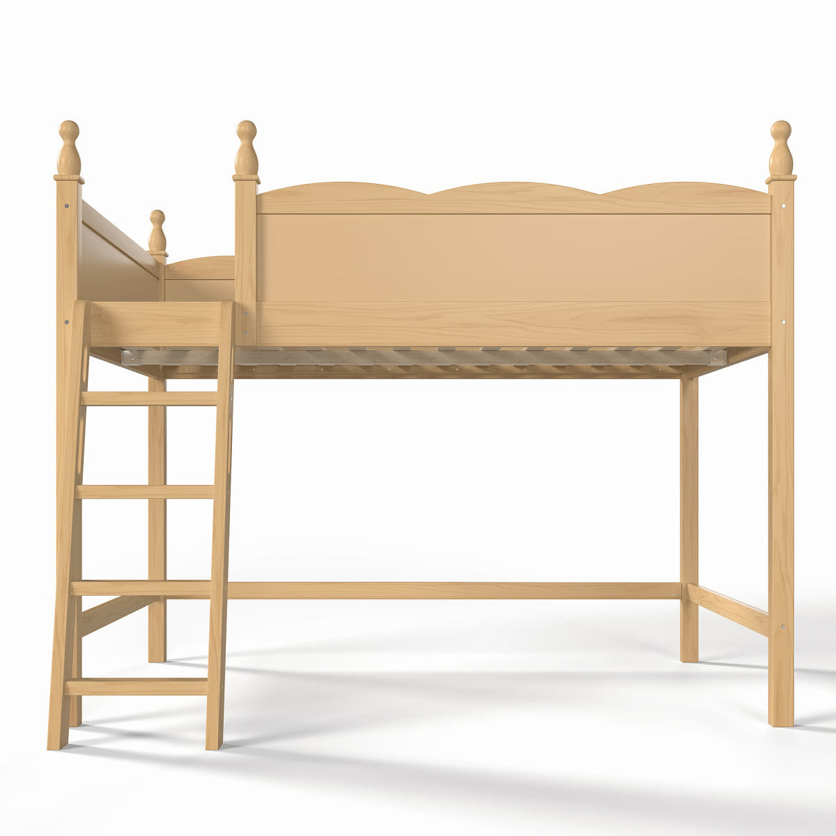 !SOLID Streamdale Full Size Solid Wood Loft Bed with Ladders and Under - Bed Space, Natural