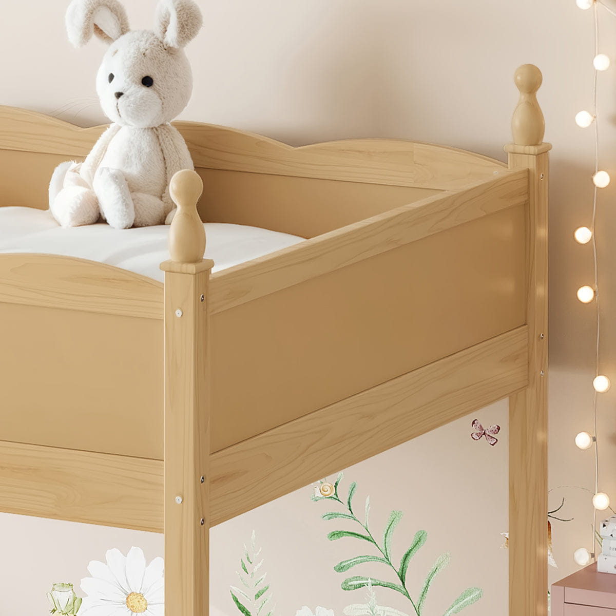 !SOLID Streamdale Full Size Solid Wood Loft Bed with Ladders and Under - Bed Space, Natural