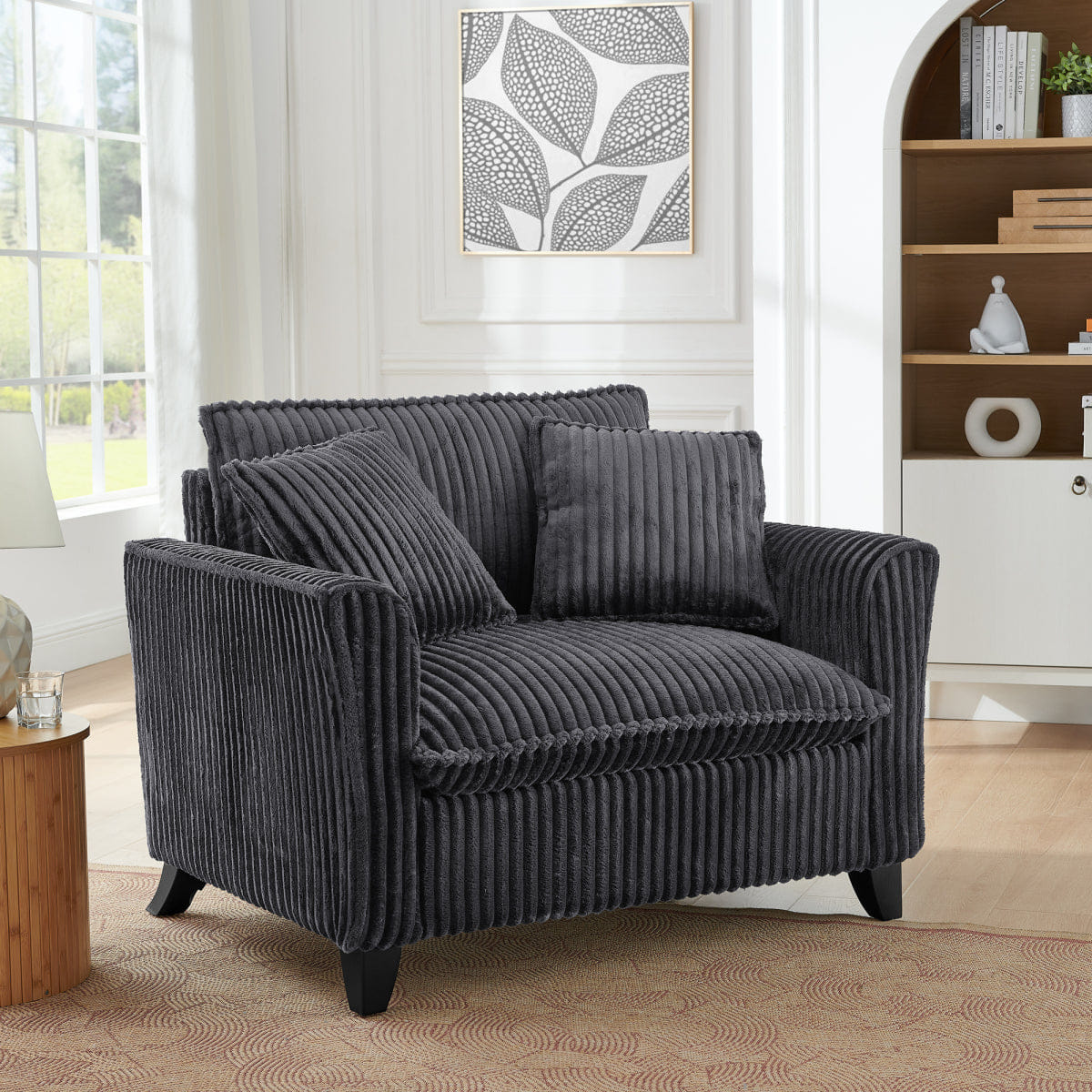 And Streamdale Grey Lazy Single Sofa Chair with Backrest and Armrests