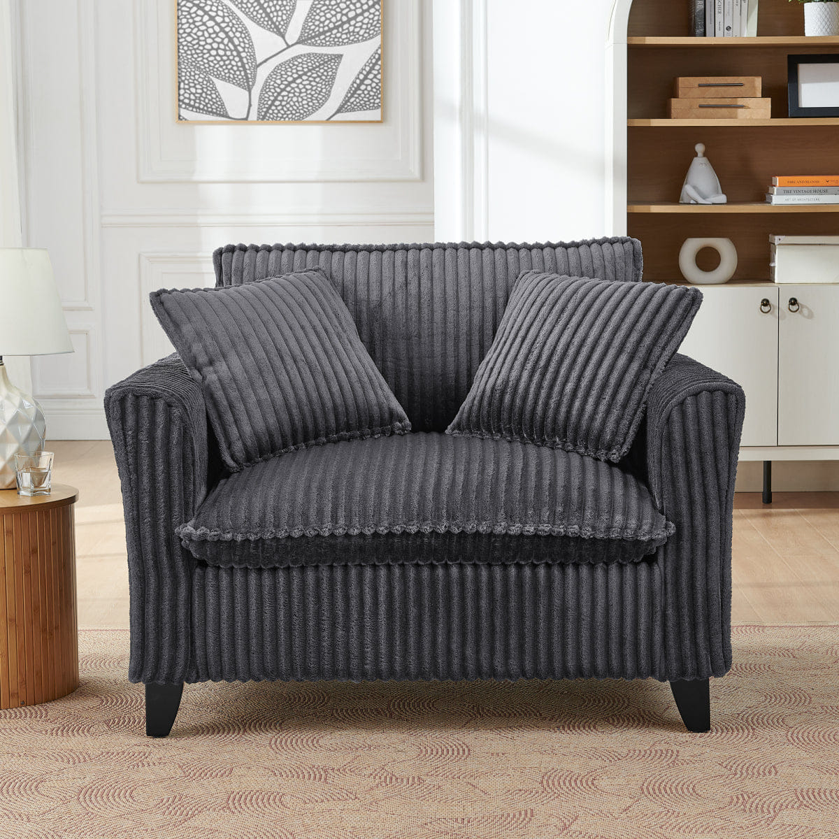 And Streamdale Grey Lazy Single Sofa Chair with Backrest and Armrests