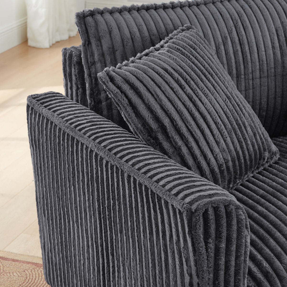 And Streamdale Grey Lazy Single Sofa Chair with Backrest and Armrests