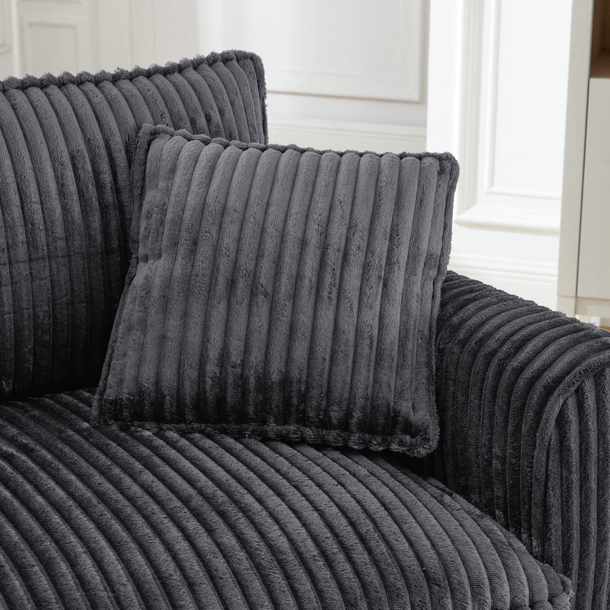 And Streamdale Grey Lazy Single Sofa Chair with Backrest and Armrests