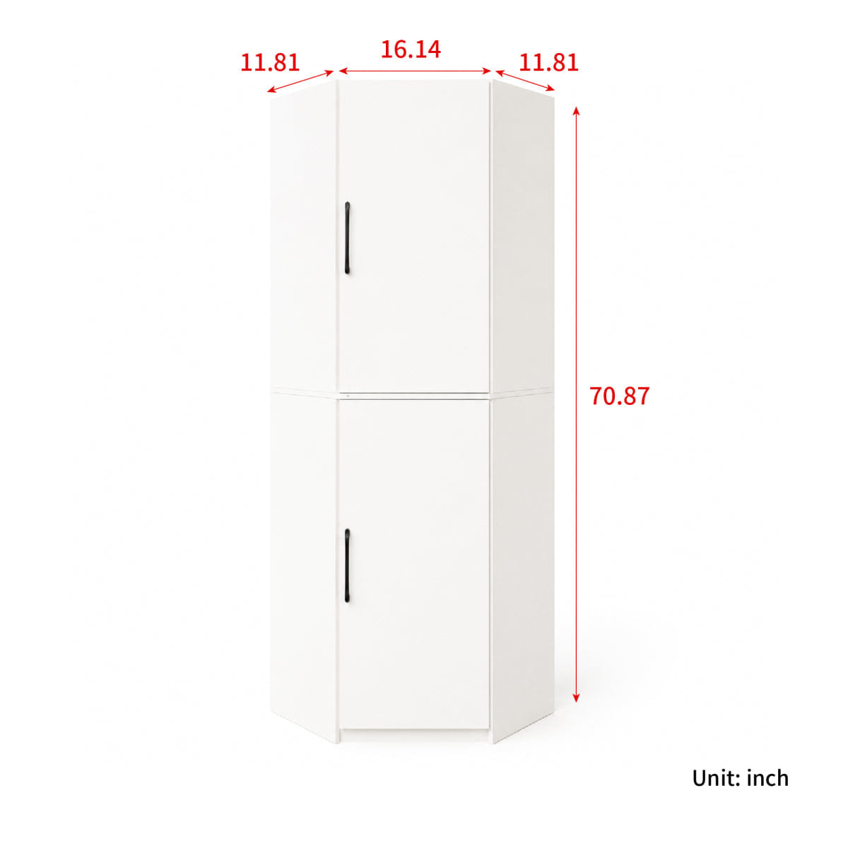 CORNER Streamdale White Corner Kitchen Pantry Cabinet, 70.8", Tall Freestanding L - Shaped Storage
