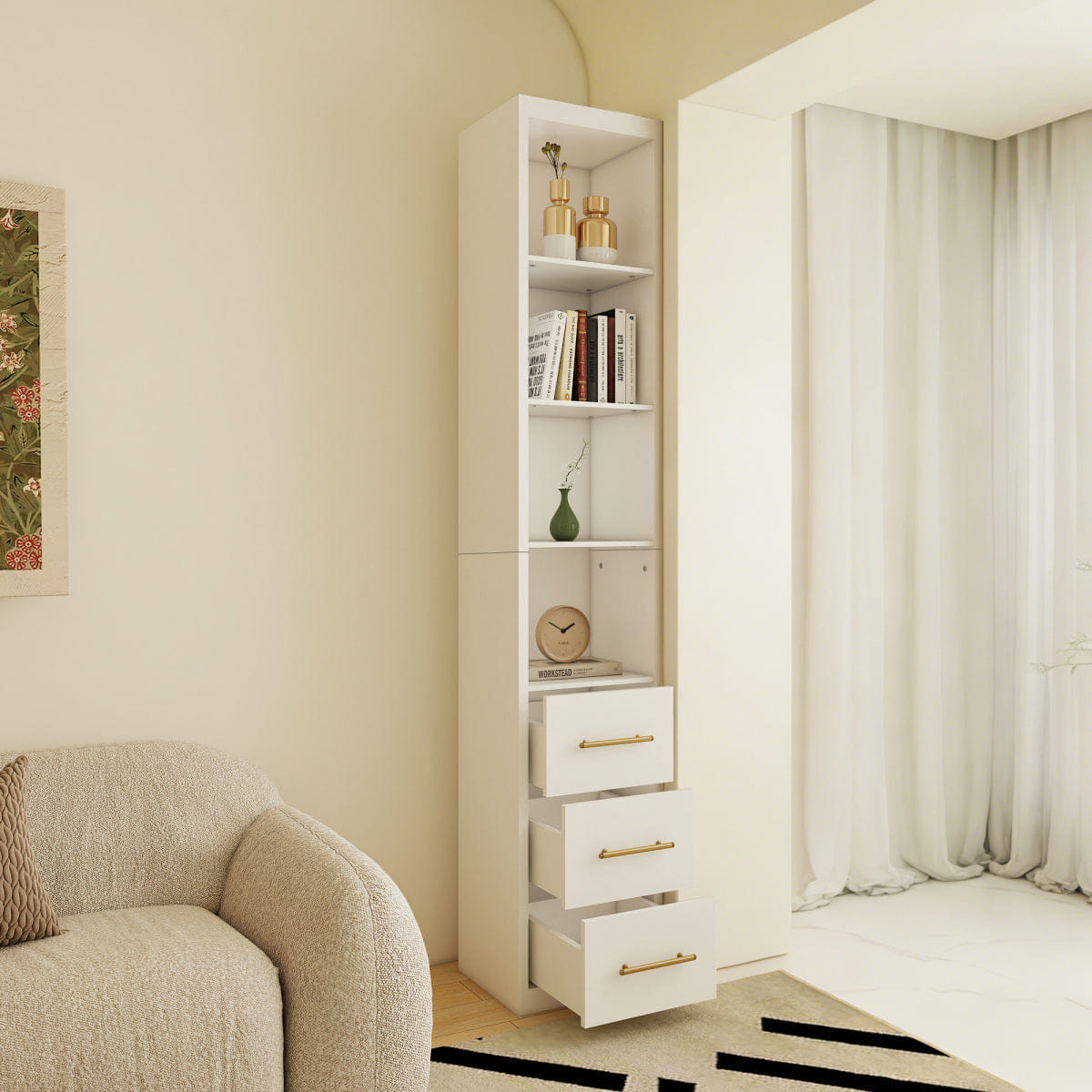Drawer Streamdale White 3 - Drawer Side Storage Cabinet, 15.75x85.04