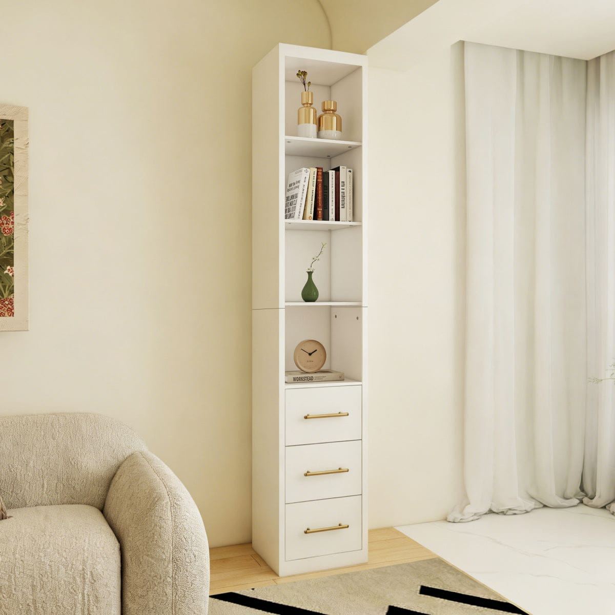 Drawer Streamdale White 3 - Drawer Side Storage Cabinet, 15.75x85.04