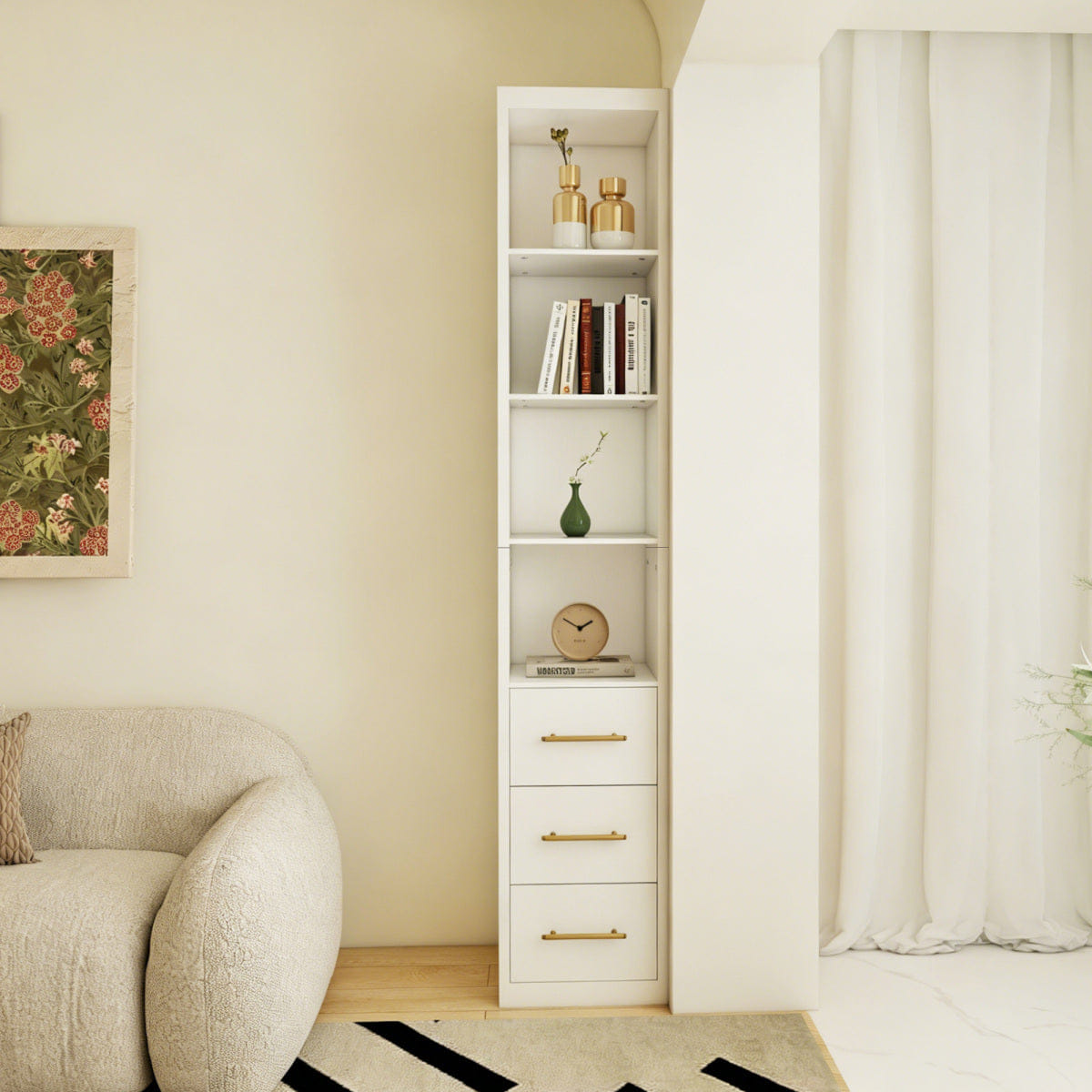 Drawer Streamdale White 3 - Drawer Side Storage Cabinet, 15.75x85.04