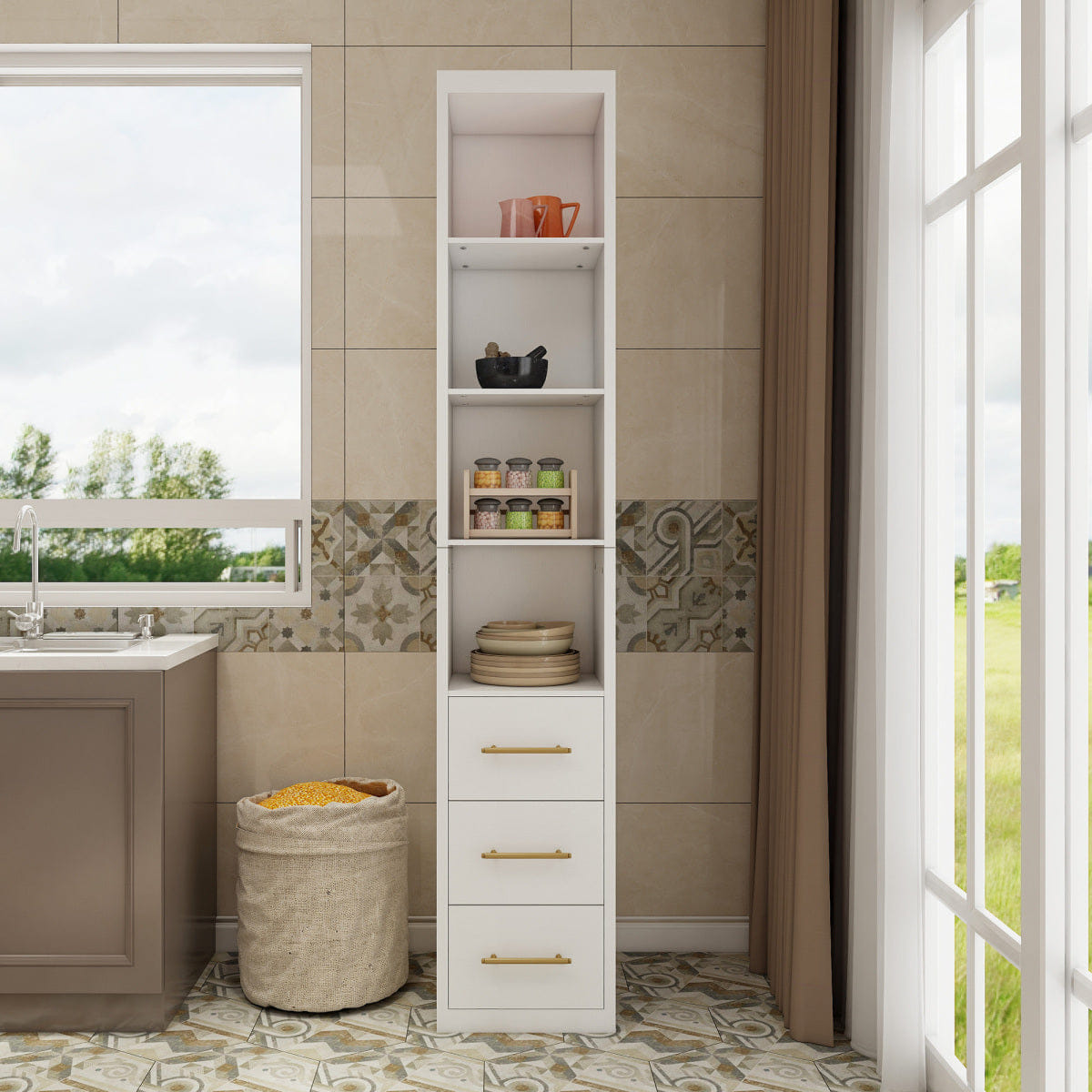 Drawer Streamdale White 3 - Drawer Side Storage Cabinet, 15.75x85.04