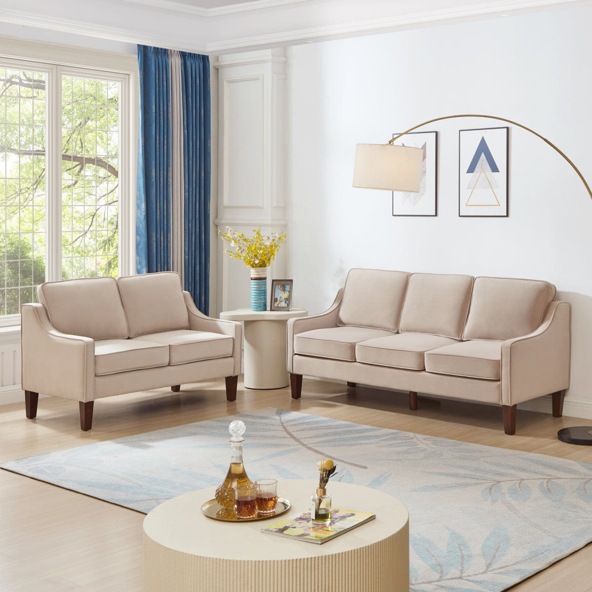 Velvet Streamdale Velvet 2 - Seater Loveseat Sofa with Removable Covers - Taupe
