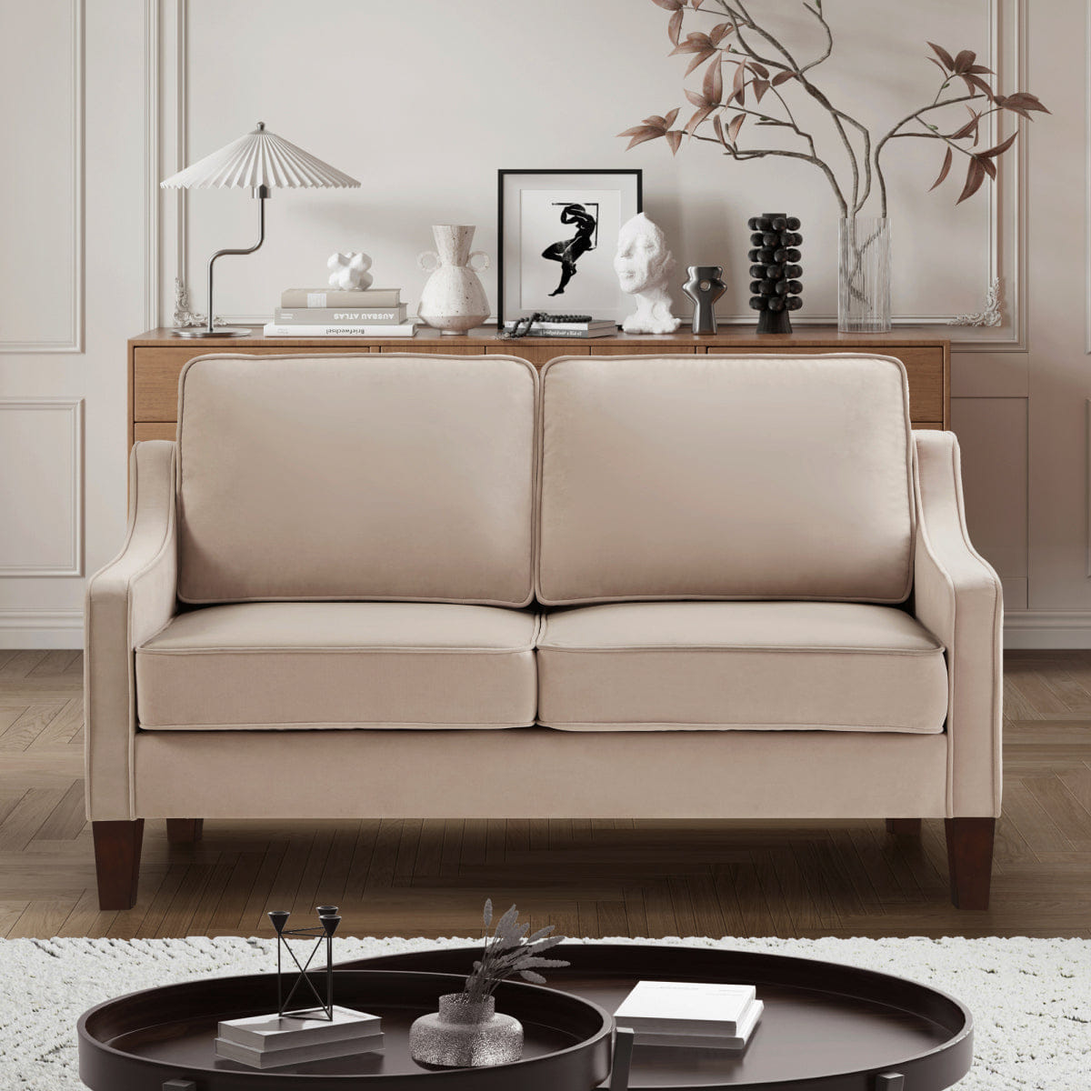 Velvet Streamdale Velvet 2 - Seater Loveseat Sofa with Removable Covers - Taupe