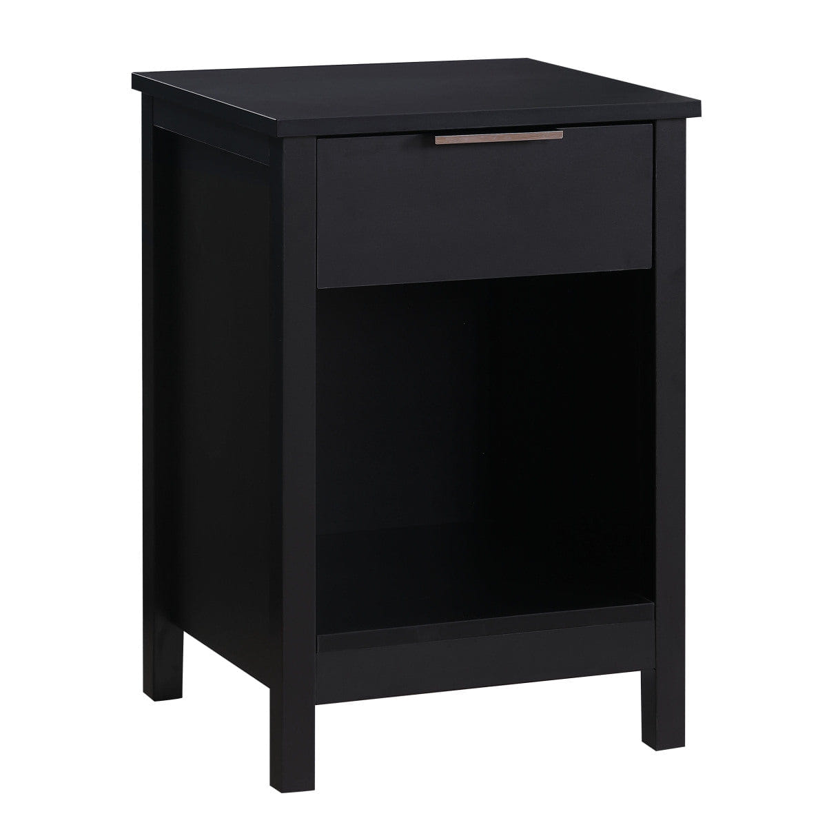 Drawer Streamdale Retro Black 3 - Tier Nightstand with Drawer and Shelf