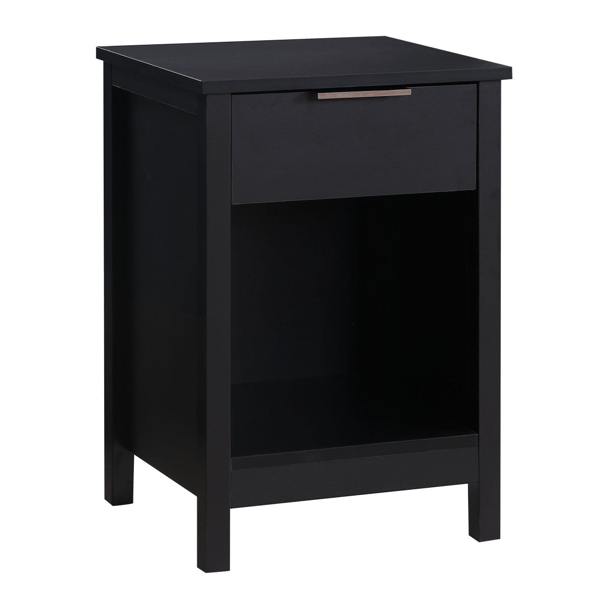 Drawer Streamdale Retro Black 3 - Tier Nightstand with Drawer and Shelf