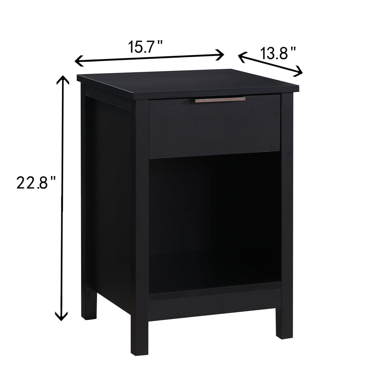 Drawer Streamdale Retro Black 3 - Tier Nightstand with Drawer and Shelf