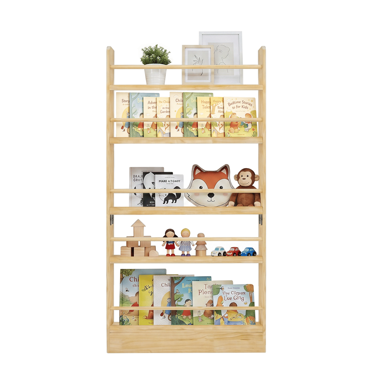 WOOD Streamdale 5 - Tier Wooden Behind - the - Door Bookshelf (Natural Wood)
