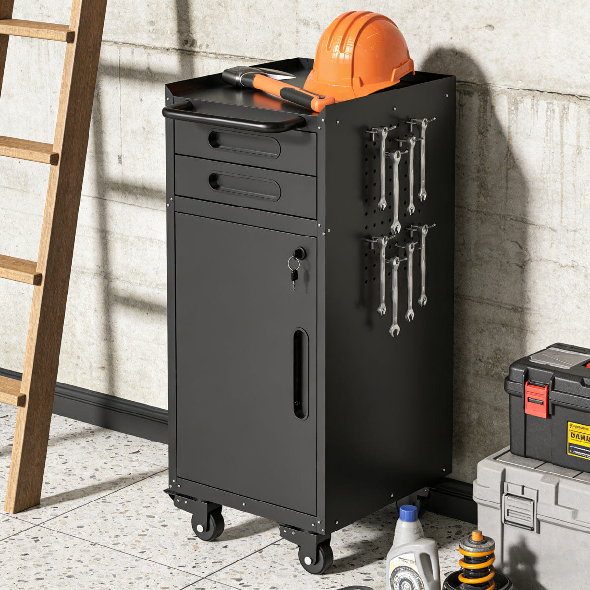 Garage Streamdale 34.3" Narrow Rolling Tool Cabinet - Space - Saving Garage Storage