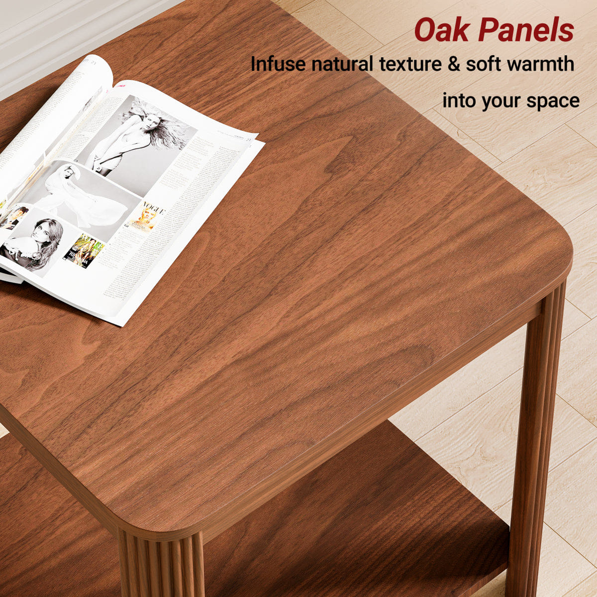 CORNER Streamdale Rounded Corner End Tables, Set of 2 (Walnut)