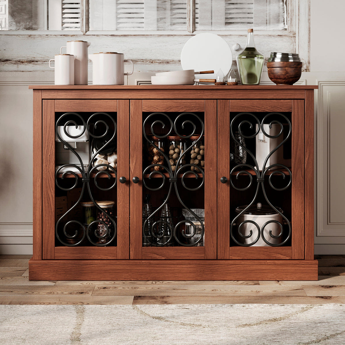 DOORS Streamdale Modern Fort 47" Wood Buffet Cabinet with 3 Doors