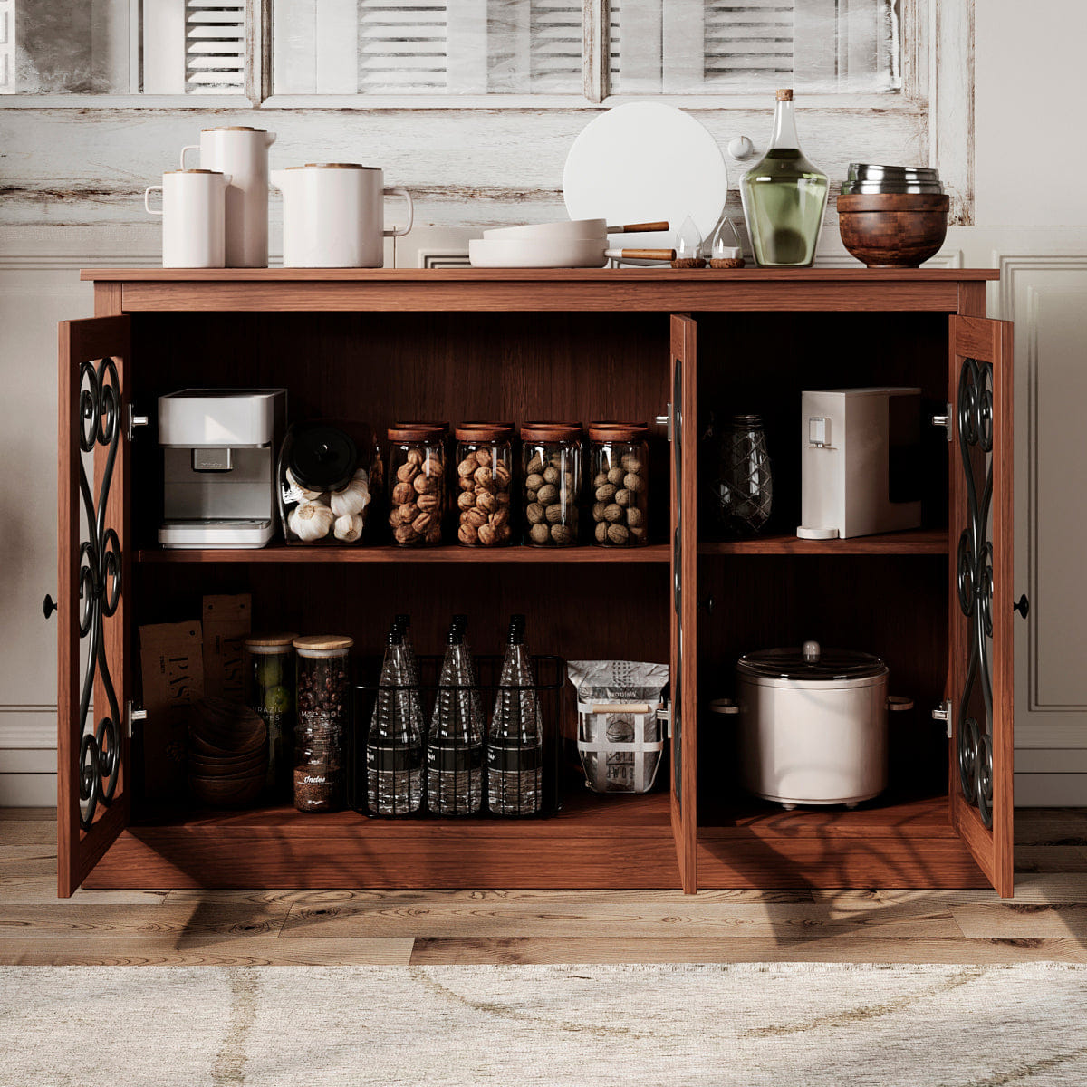 DOORS Streamdale Modern Fort 47" Wood Buffet Cabinet with 3 Doors