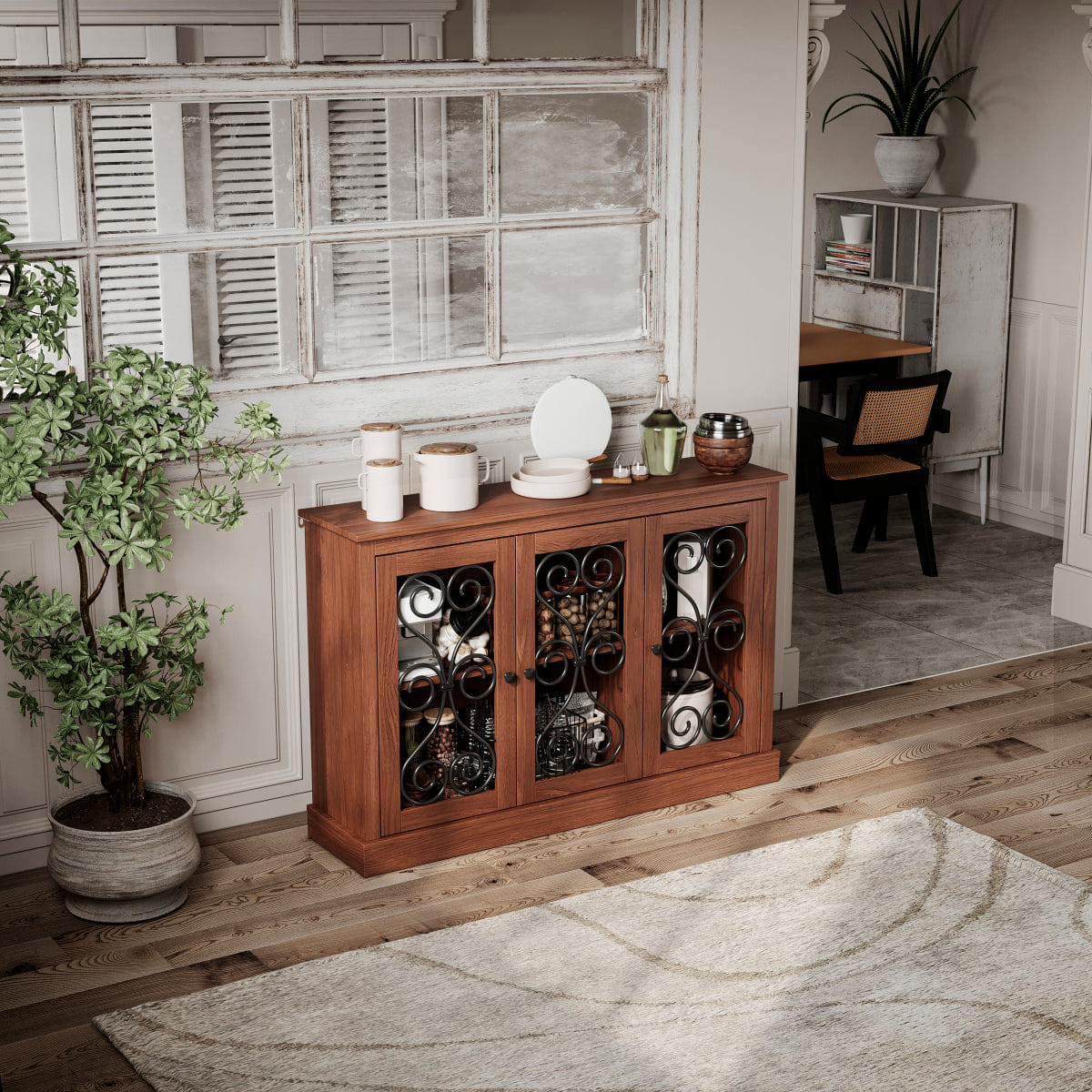 DOORS Streamdale Modern Fort 47" Wood Buffet Cabinet with 3 Doors