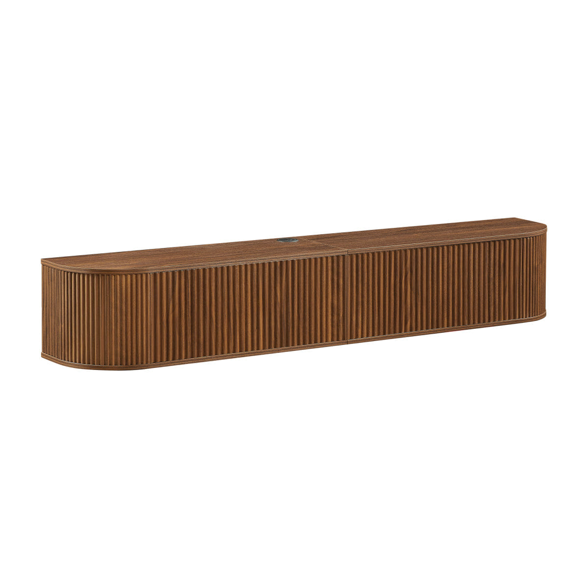 DOORS Streamdale 71" Wall - Mounted Floating TV Cabinet with Fluted Doors, Walnut