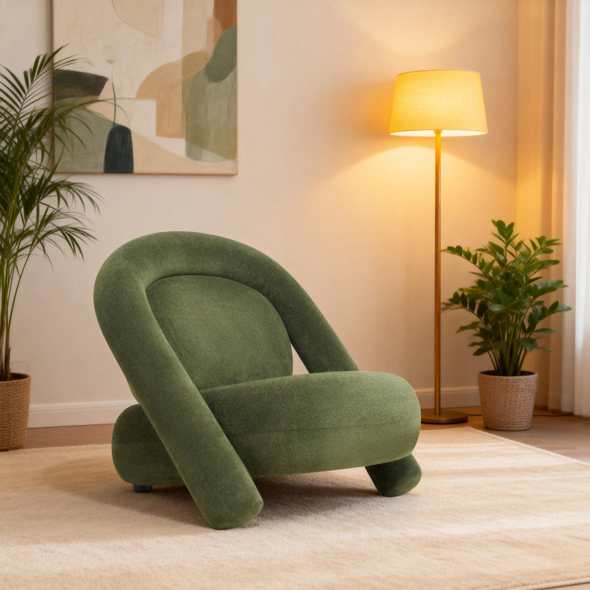 Velvet Streamdale Velvet Accent Lounge Chair, Dark Green