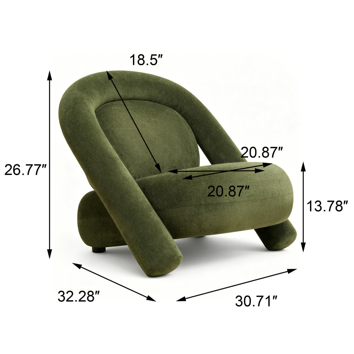 Velvet Streamdale Velvet Accent Lounge Chair, Dark Green