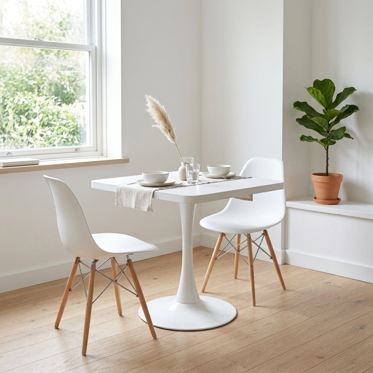 WHITE* Streamdale Square 27.6" Tulip Dining Table, Mid Century Modern Bistro Table, White