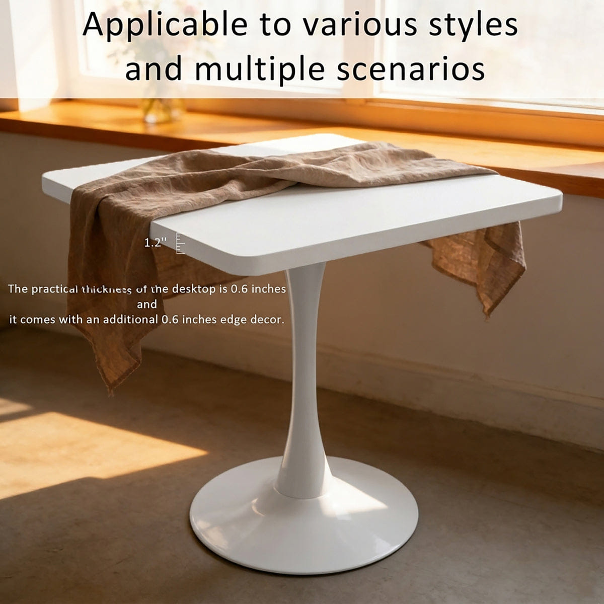WHITE* Streamdale Square 27.6" Tulip Dining Table, Mid Century Modern Bistro Table, White