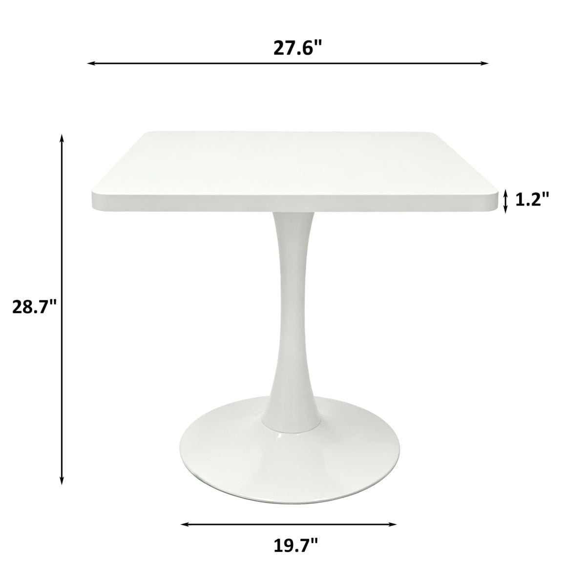 WHITE* Streamdale Square 27.6" Tulip Dining Table, Mid Century Modern Bistro Table, White