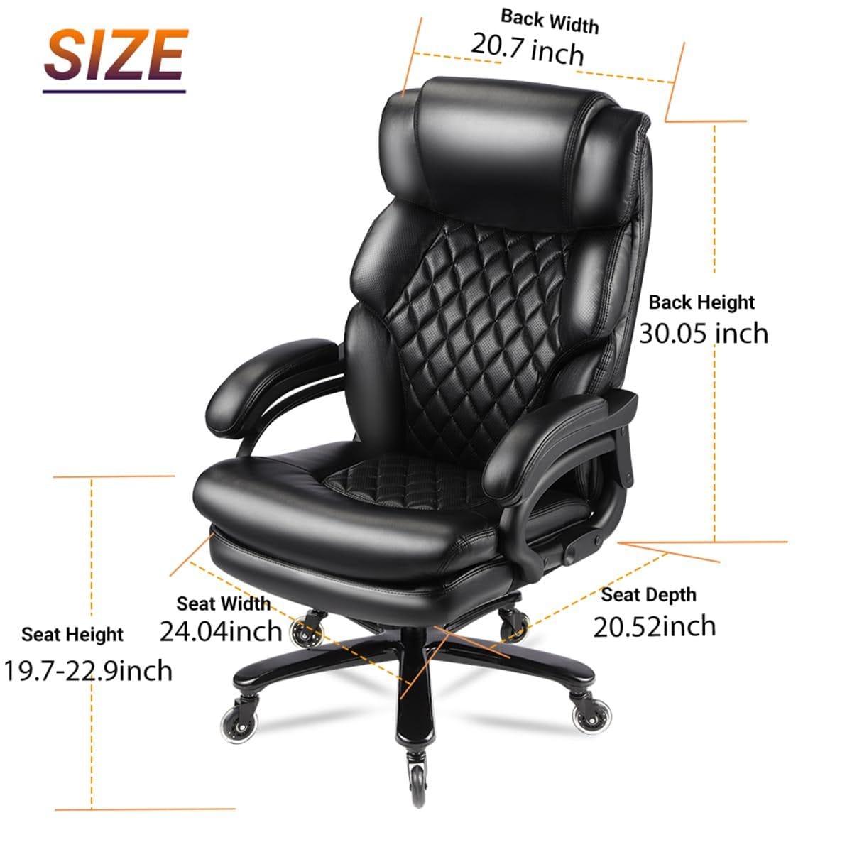 And Streamdale 500lbs Big and Tall Executive Office Chair with Wide Spring Seat