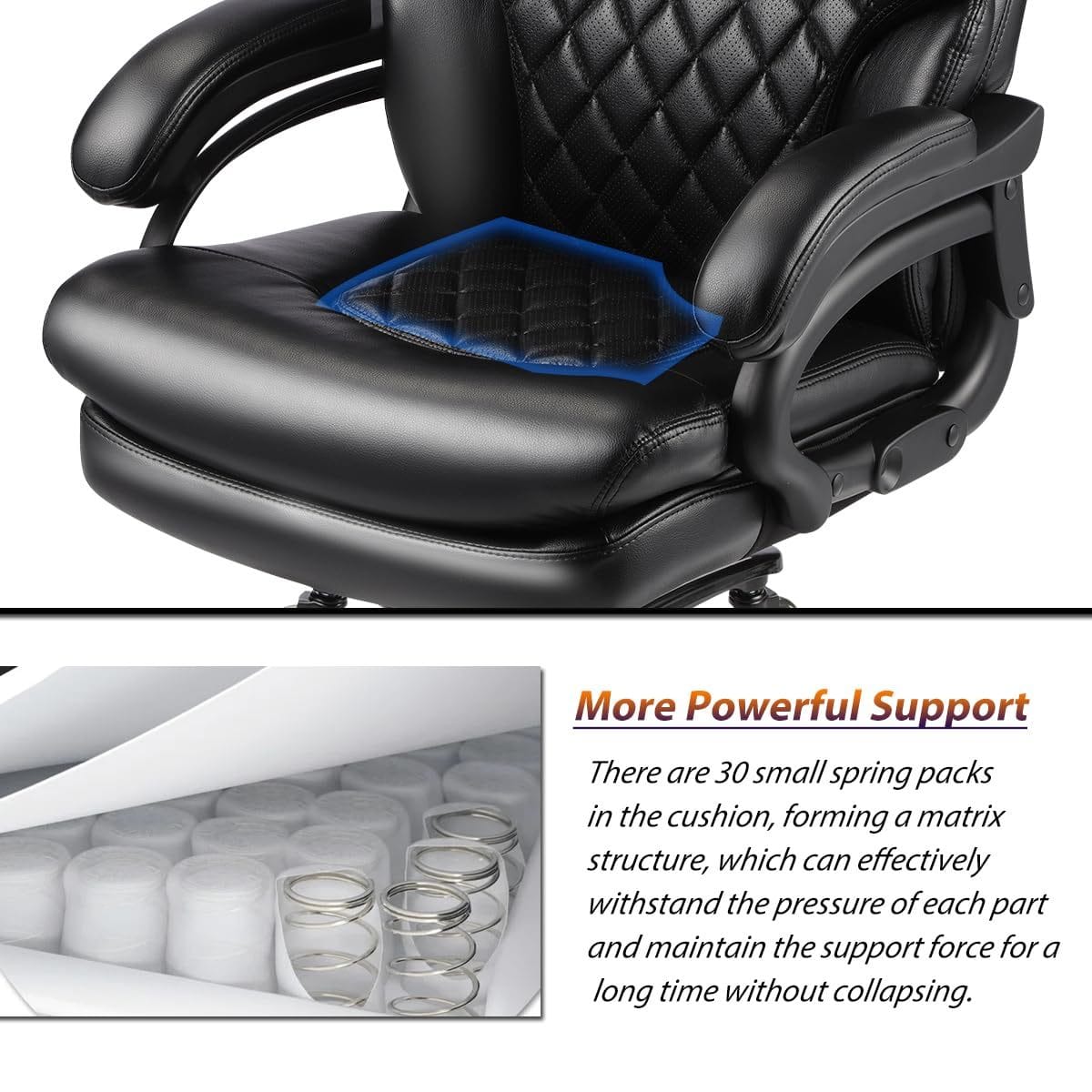 And Streamdale 500lbs Big and Tall Executive Office Chair with Wide Spring Seat