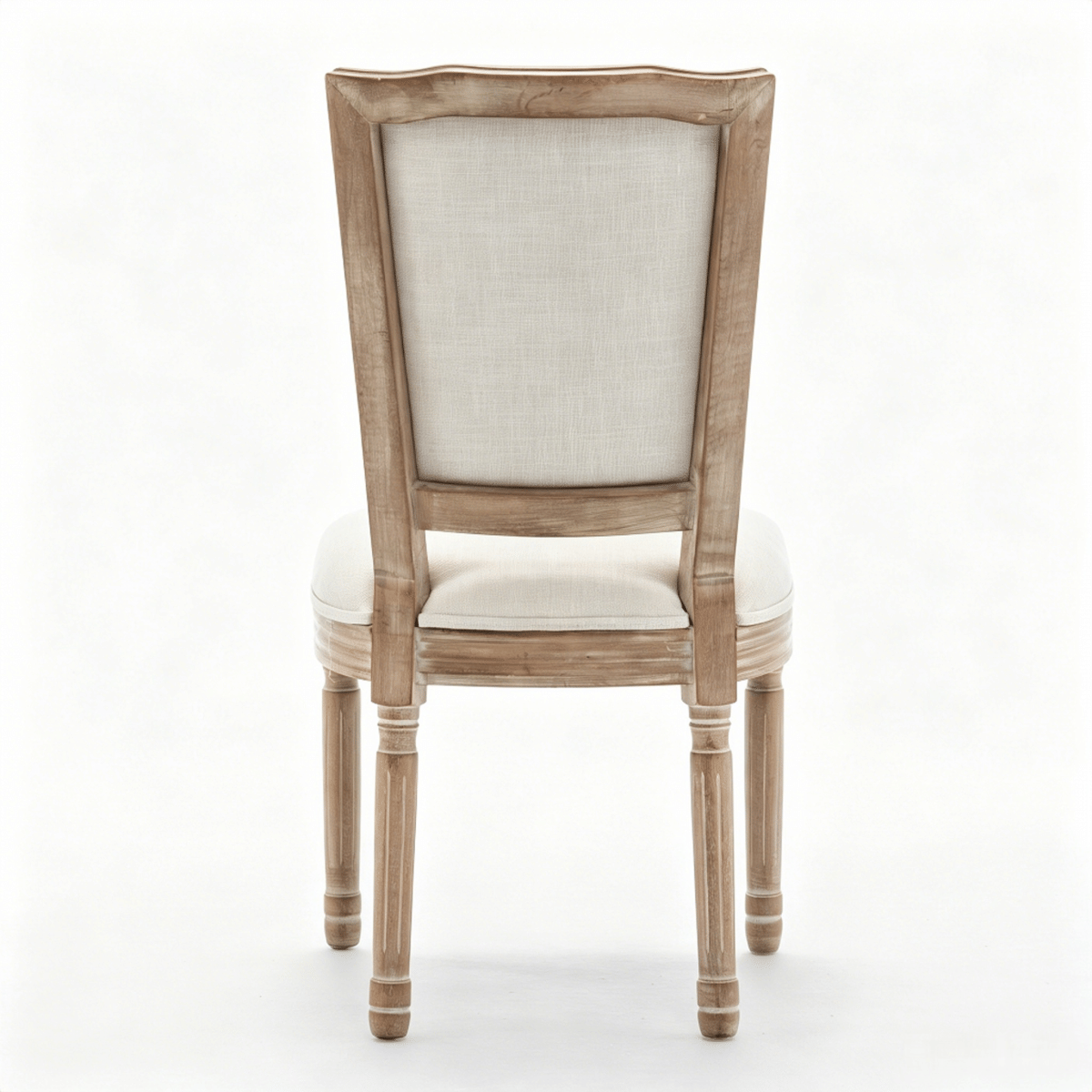 !SOLID Streamdale Farmhouse Solid Wood Dining Chairs, Linen Seat, Beige, Set of 2