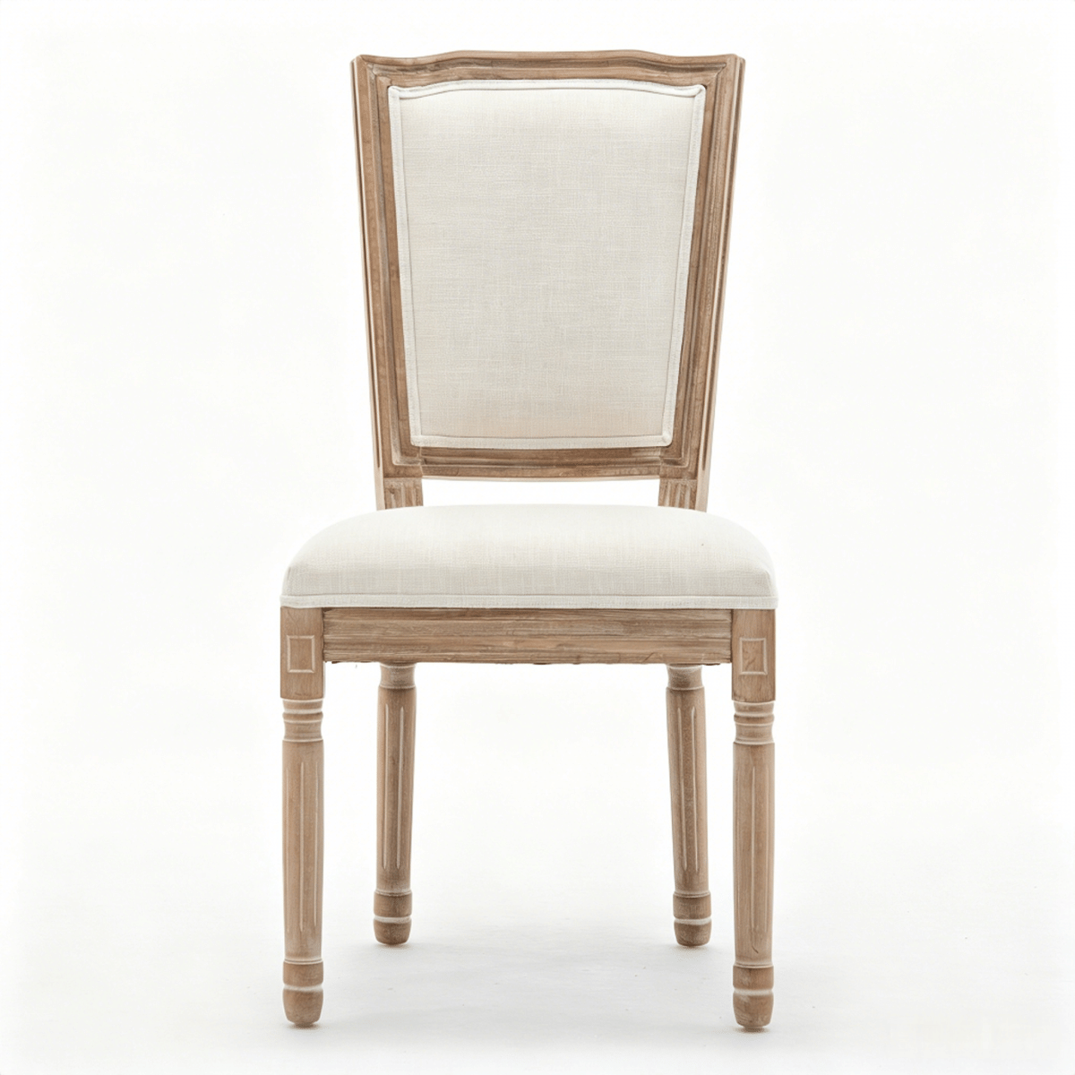 !SOLID Streamdale Farmhouse Solid Wood Dining Chairs, Linen Seat, Beige, Set of 2