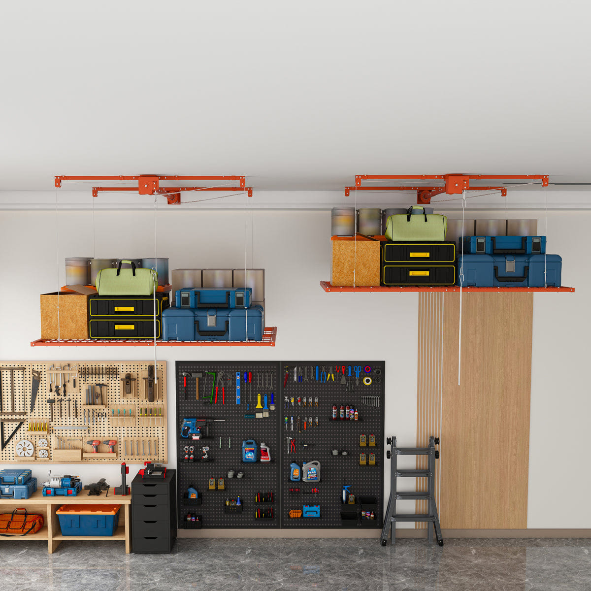 Garage Streamdale 4x8 FT Orange Overhead Garage Storage Rack, 350LBS Capacity