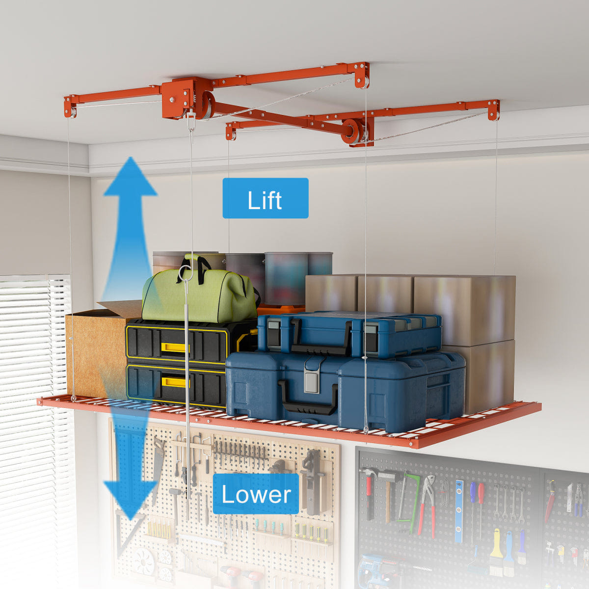Garage Streamdale 4x8 FT Orange Overhead Garage Storage Rack, 350LBS Capacity
