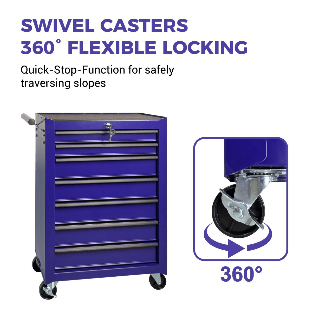 Drawer Streamdale Rolling Metal 7 - Drawer Tool Chest Cabinet with Storage Organizer - PURPLE