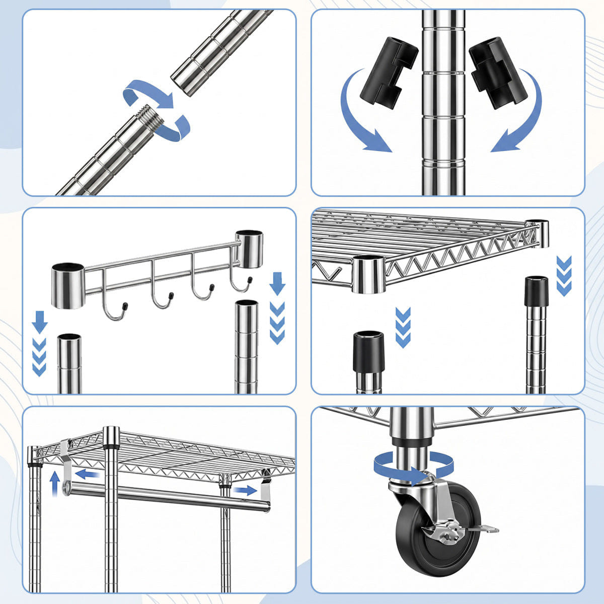 And Streamdale Heavy Duty Rolling Garment Rack with 3 - Tier Shelves and Rods Chrome