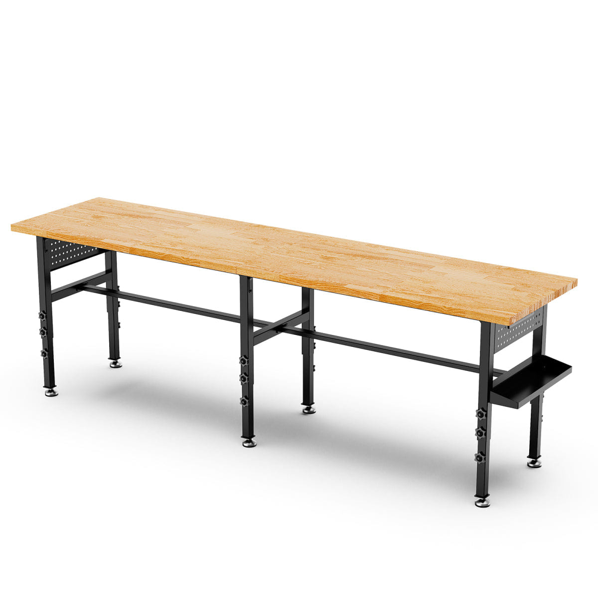 !SOLID Streamdale 96" Adjustable Solid Wood Workbench with Power Outlet & Pegboard